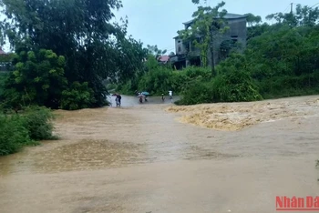 Mưa lớn kéo dài khiến mực nước các sông, suối dâng cao gây ngập úng nhiều tuyến đường tại Phú Thọ.