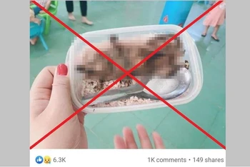 Hình ảnh hộp cơm chỉ với món thịt chuột được đưa lên mạng xã hội gần đây đã được chụp vào thời điểm tháng 12/2019. (Ảnh chụp màn hình)