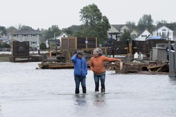 Bão kèm mưa lớn gây ngập ở Shediac, New Brunswick, Canada, ngày 24/9/2022. (Ảnh: Reuters)
