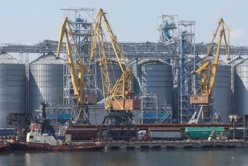 Hoạt động xuất khẩu ngũ cốc ở cảng biển Odessa, Ukraine, ngày 19/8/2022. (Ảnh: Reuters)
