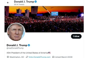 Tài khoản Twitter của ông Donald Trump đã xuất hiện trở lại vào ngày 19.11 (theo giờ Mỹ). (Ảnh chụp màn hình Twitter)