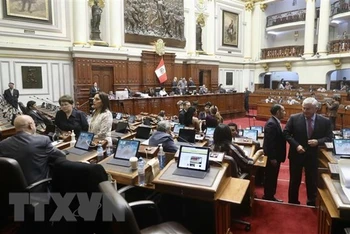 Phiên họp toàn thể của Quốc hội Peru, thảo luận về tổ chức bầu cử sớm tại Lima ngày 31/1. (Ảnh: AFP/TTXVN)