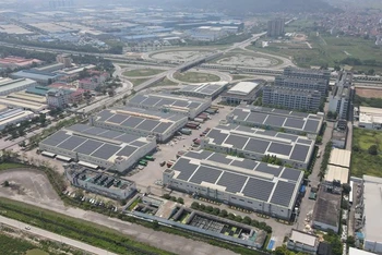 Một dự án điện mặt trời do Công ty CME Solar triển khai lắp đặt tại Công ty Hồng Hải Foxconn-Bắc Giang.