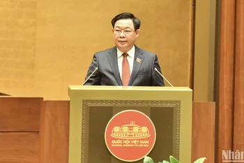 Chủ tịch Quốc hội Vương Đình Huệ phát biểu khai mạc kỳ họp. (Ảnh: ĐĂNG KHOA)