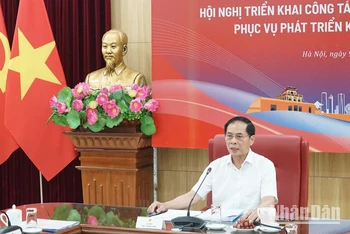 Bộ trưởng Ngoại giao Bùi Thanh Sơn phát biểu tại hội nghị. (Ảnh: TRUNG HƯNG) 