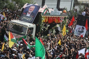 Lễ tang của thủ lĩnh Hamas bị ám sát Ismail Haniyeh, Tehran, Iran, ngày 1/8/2024. (Ảnh: WANA/Reuters) 