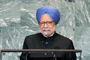 Ông Manmohan Singh, lúc đương nhiệm Thủ tướng Ấn Độ, phát biểu tại phiên họp của Đại hội đồng LHQ ở New York (Mỹ). (Ảnh: ANI/TTXVN)