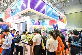 Gian hàng giới thiệu du lịch Hàn Quốc tại Hội Chợ Du lịch Quốc tế Thành phố Hồ Chí Minh năm 2022. 
