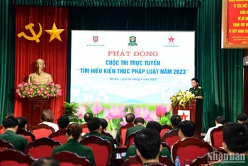 Thiếu tướng Hàn Mạnh Thắng phát biểu tại lễ phát động cuộc thi.