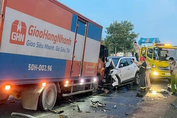 Hiện trường một vụ tai nạn giao thông tại tỉnh Lâm Đồng.