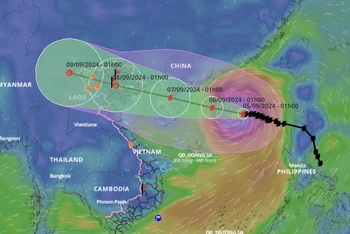 Hướng đi của bão Yagi.