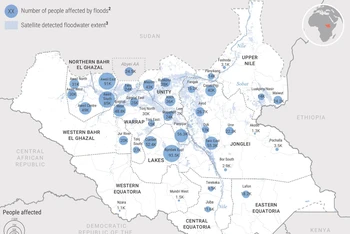 Các vùng tại Nam Sudan đang bị ảnh hưởng bởi lũ lụt. (Ảnh: OCHA)