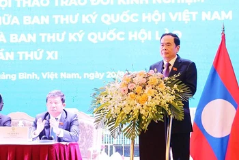 Phó Chủ tịch Thường trực Quốc hội Trần Thanh Mẫn phát biểu chào mừng Hội thảo.