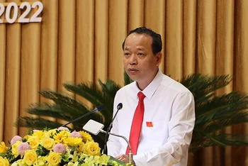 Phó Bí thư Thường trực Tỉnh ủy, Chủ tịch Hội đồng nhân dân tỉnh Bắc Ninh Nguyễn Quốc Chung phát biểu tại Kỳ họp.
