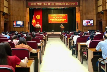 Các đại biểu dự hội nghị tập huấn về công tác nhân quyền tại điểm cầu Ủy ban nhân dân tỉnh Cao Bằng.