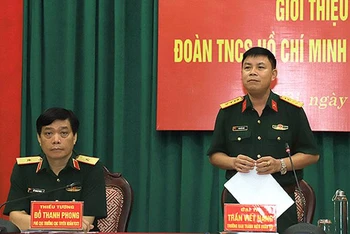 Đại tá Trần Viết Năng, Trưởng Ban Thanh niên Quân đội phát biểu thông tin về Đại hội tại chương trình gặp mặt báo chí.