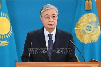 Tổng thống Kazakhstan Kassym-Jomart Tokayev phát biểu tại Alamaty, Kazakhstan. (Ảnh: AFP/TTXVN)