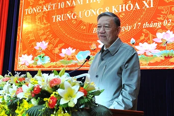 Bộ trưởng Công an Tô Lâm phát biểu chỉ đạo tại hội nghị.