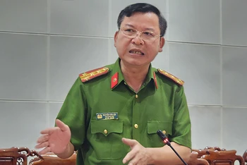Đại tá Nguyễn Văn Lộc thông tin về kết quả điều tra Công ty Luật TNHH Pháp Việt.