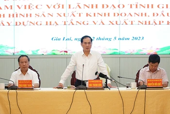 Bộ trưởng Ngoại giao Bùi Thanh Sơn tại buổi làm việc với lãnh đạo tỉnh Gia Lai.