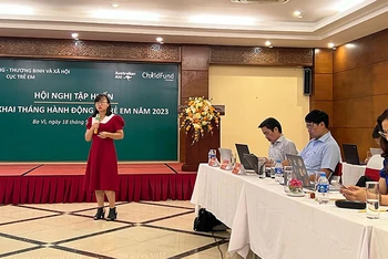 Bà Đinh Thị Như Hoa chia sẻ thông tin tại hội nghị.