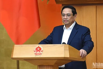 Thủ tướng Phạm Minh Chính phát biểu khai mạc Phiên họp Chính phủ chuyên đề về xây dựng pháp luật tháng 11/2023.