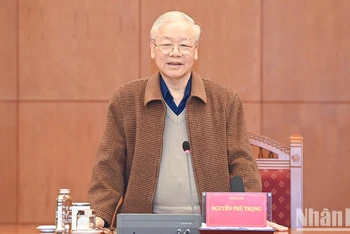 Tổng Bí thư Nguyễn Phú Trọng, Trưởng Ban chỉ đạo phát biểu tại cuộc họp.