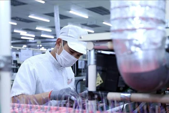 Dây chuyền sản xuất bản mạch điện tử tại Công ty TNHH Nexcon Việt Nam, vốn đầu tư của Hàn Quốc tại Bắc Ninh. (Ảnh tư liệu: Danh Lam/TTXVN)