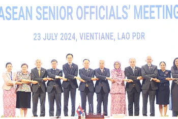 Trưởng SOM các nước ASEAN tại sự kiện. (Ảnh: Bộ Ngoại giao Lào)