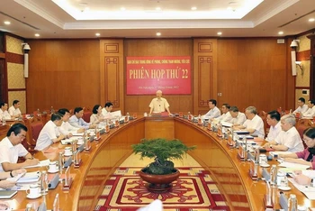 Tổng Bí thư Nguyễn Phú Trọng phát biểu chỉ đạo phiên họp thứ 22 của Ban Chỉ đạo Trung ương về phòng, chống tham nhũng, tiêu cực. (Ảnh TTXVN)