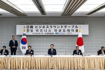 Liên đoàn doanh nghiệp Nhật Bản và Hàn Quốc tọa đàm tại Tokyo. (Ảnh REUTERS)