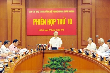 Tổng Bí thư Nguyễn Phú Trọng phát biểu ý kiến tại phiên họp. Ảnh: BÁO NHÂN DÂN