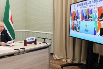 Tổng thống Nga V.Putin phát biểu tại Hội nghị cấp cao BRICS lần thứ 14. Ảnh: TASS