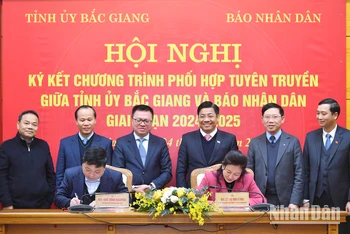 [Ảnh] Báo Nhân Dân và tỉnh Bắc Giang ký kết Chương trình phối hợp tuyên truyền giai đoạn 2024-2025