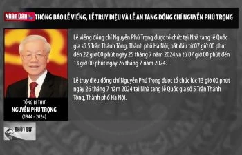 Thông báo Lễ viếng, Lễ truy điệu và Lễ an táng đồng chí Nguyễn Phú Trọng