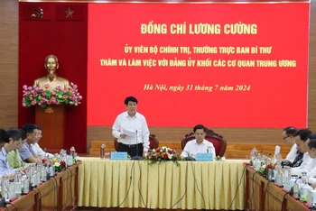 Thường trực Ban Bí thư Lương Cường phát biểu ý kiến chỉ đạo.