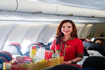 Tiếp viên hãng hàng không Vietjet.