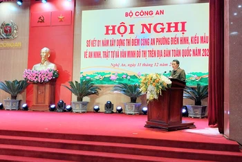 Trung tướng Lê Quốc Hùng, Thứ trưởng Công an phát biểu khai mạc Hội nghị.