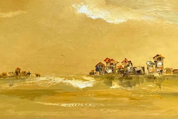 Tác phẩm"Ven sông Hồng" của họa sĩ Lê Thư. (Ảnh: Họa sĩ cung cấp)
