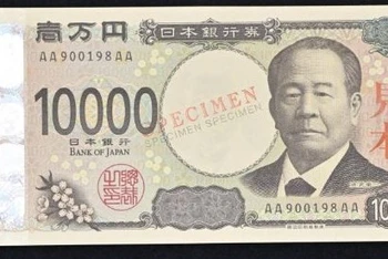 Tờ tiền mệnh giá 10.000 yen mới. (Ảnh: Kyodo)