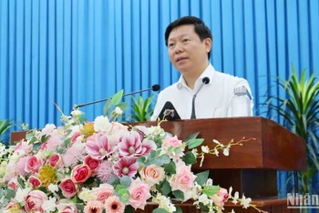 Đồng chí Trần Thanh Lâm phát biểu tại buổi làm việc