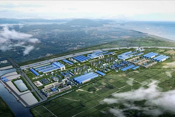 Phối cảnh tổ hợp dự án thép xanh Xuân Thiện Nam Định, có tổng mức đầu tư gần 100.000 tỷ đồng trong khu vực đề xuất thành lập Khu kinh tế Ninh Cơ.