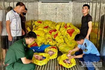 Các lực lượng chống buôn lậu gồm: Quản lý thị trường, Bộ đội biên phòng... phát hiện, bắt giữ xe chở thực phẩm "bẩn" trên địa bàn huyện Lộc Bình, (Lạng Sơn).