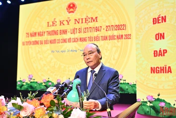 Chủ tịch nước Nguyễn Xuân Phúc phát biểu tại buổi lễ kỷ niệm.