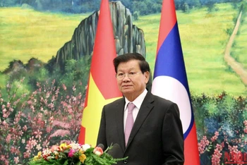 Tổng Bí thư, Chủ tịch nước Lào Thongloun Sisoulith. (Ảnh: TRỊNH DŨNG)