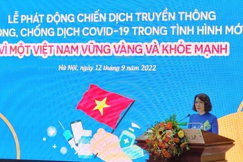 Thứ trưởng Nguyễn Thị Liên Hương phát biểu tại lễ phát động.