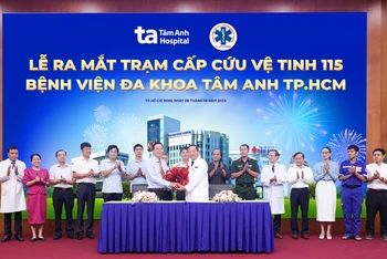 Bệnh viện Đa khoa Tâm Anh TP Hồ Chí Minh và Trung tâm Cấp cứu 115 TP Hồ Chí Minh ký công bố giới thiệu Trạm cấp cứu vệ tinh 115 TP Hồ Chí Minh.