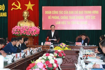 Đoàn công tác Trung ương về phòng chống tham nhũng, tiêu cực làm việc tại Hà Giang.