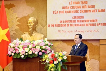 Phó Chủ tịch Thường trực Quốc hội Trần Thanh Mẫn phát biểu tại buổi lễ.