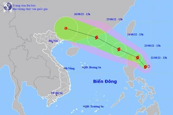 Vị trí và hướng di chuyển của bão Ma-on. (Nguồn: nchmf.gov.vn)